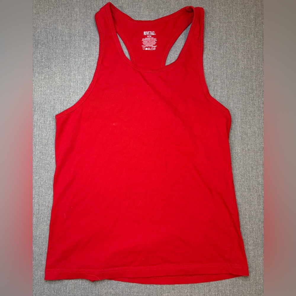 Rivet 61 Red Scoop Neck Racer Back Tank Top